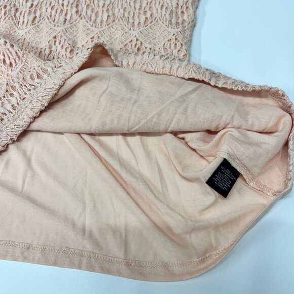 MSRP $48 Verve ami Blouse Women's Plus Sz 1X Lace Overlay Short Sleeve Peach Top - Picture 6 of 9